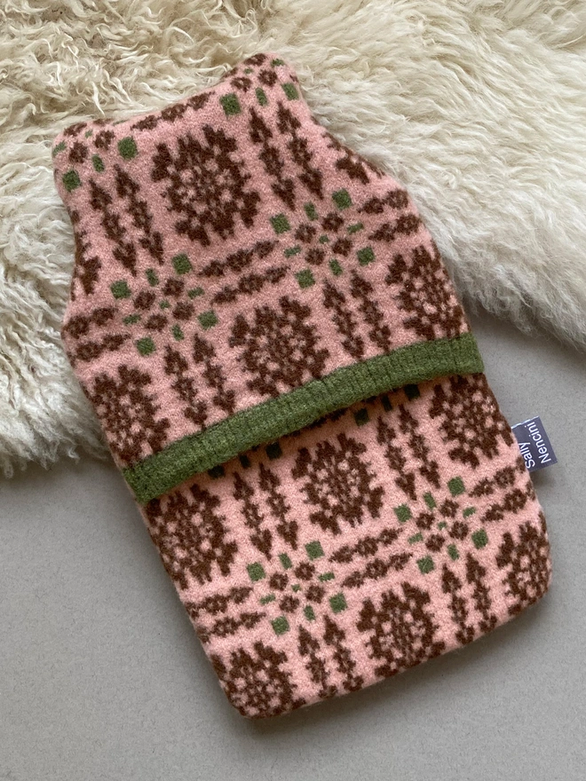 Welsh Blanket Hot Water Bottle - pink