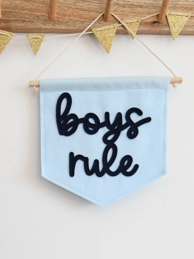 boys rule banner for boys bedroom decor.