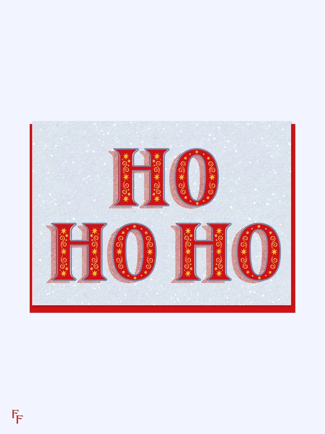 'Ho Ho Ho' Illustrated Charity Christmas Card  by Flora Fricker inspired by vintage toyshop lettering