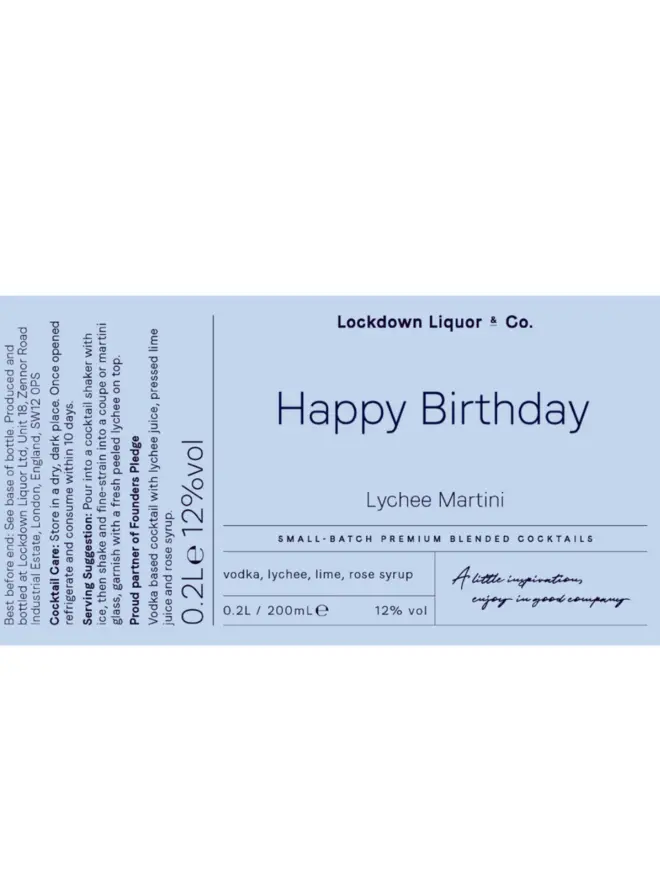 personalised lychee martini label