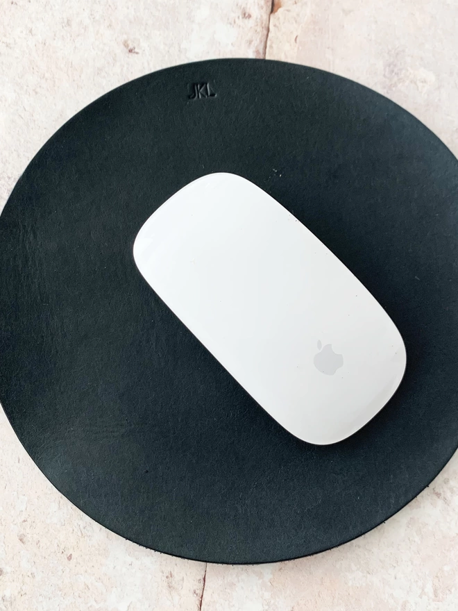 navy blue leather mouse mat