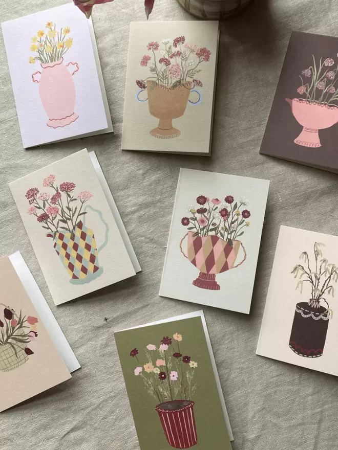 Collection of colourful and floral cards 
