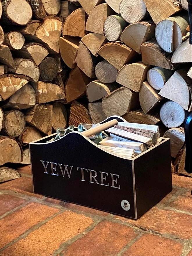 personalised wooden kindling holder