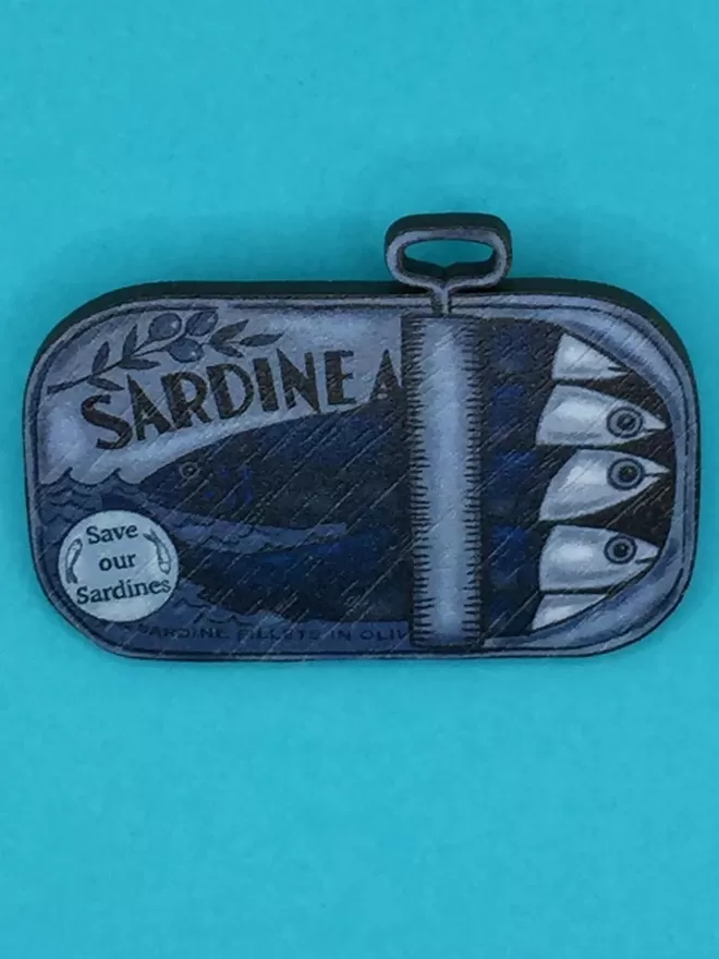 Sardines Wooden Brooch