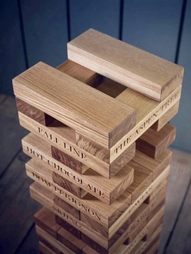 Personalised Oak Jenga Set