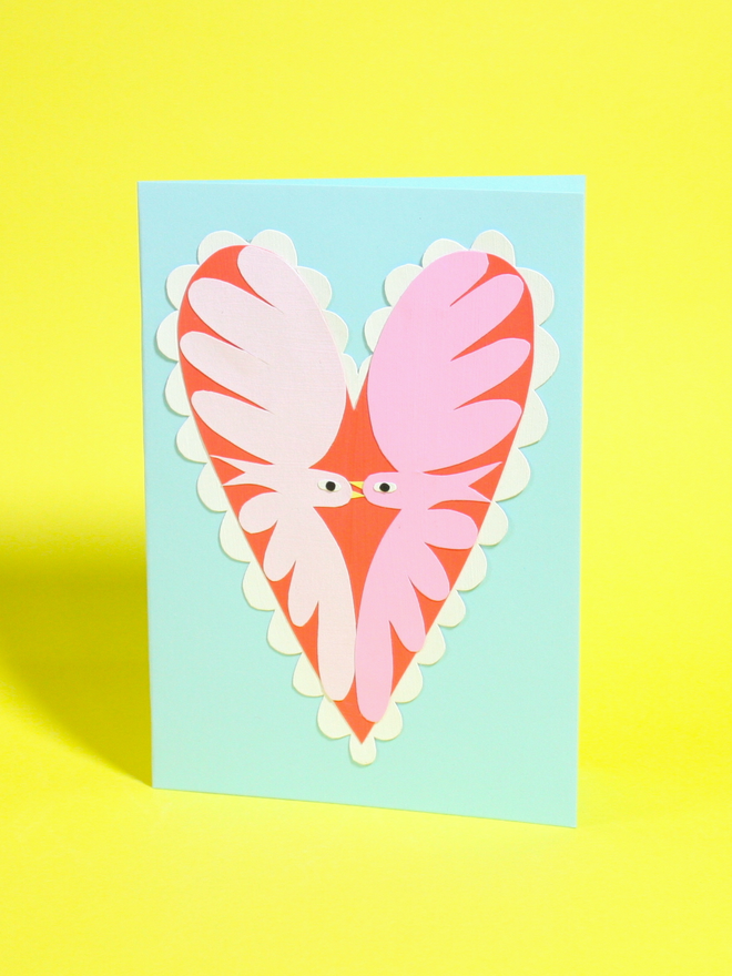 Love Birds Hand Collaged Card 