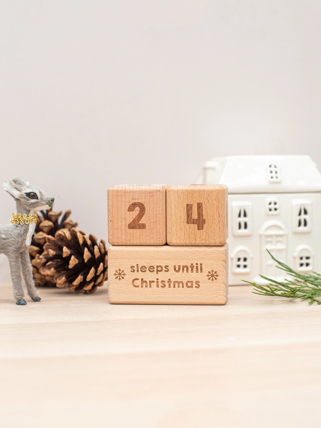 Christmas countdown wooden number block set