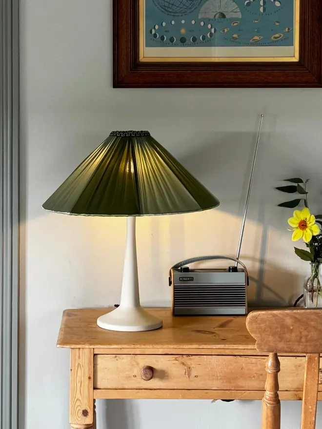 The Stripy Shade - Olive & Pistachio Pleated Lampshade
