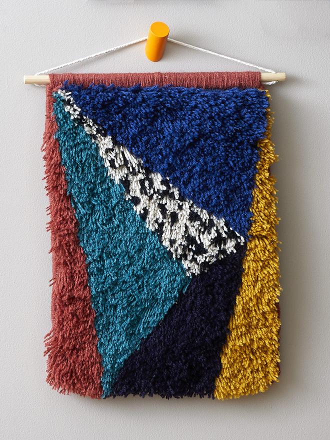 SEASIDE AND SUNSHINE - Blue, Coral and Mustard Wall Hanging
