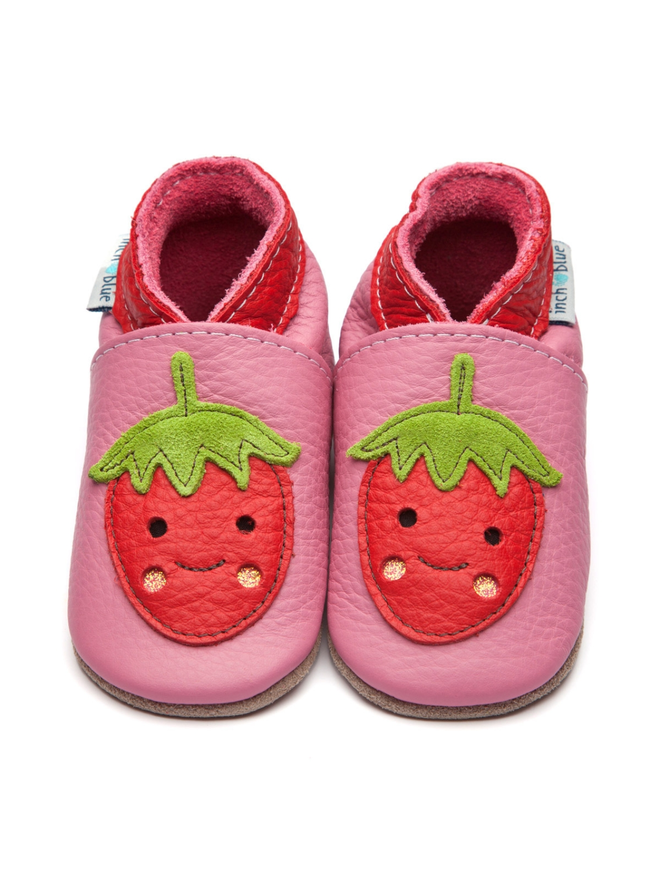 pink strawberry baby shoes