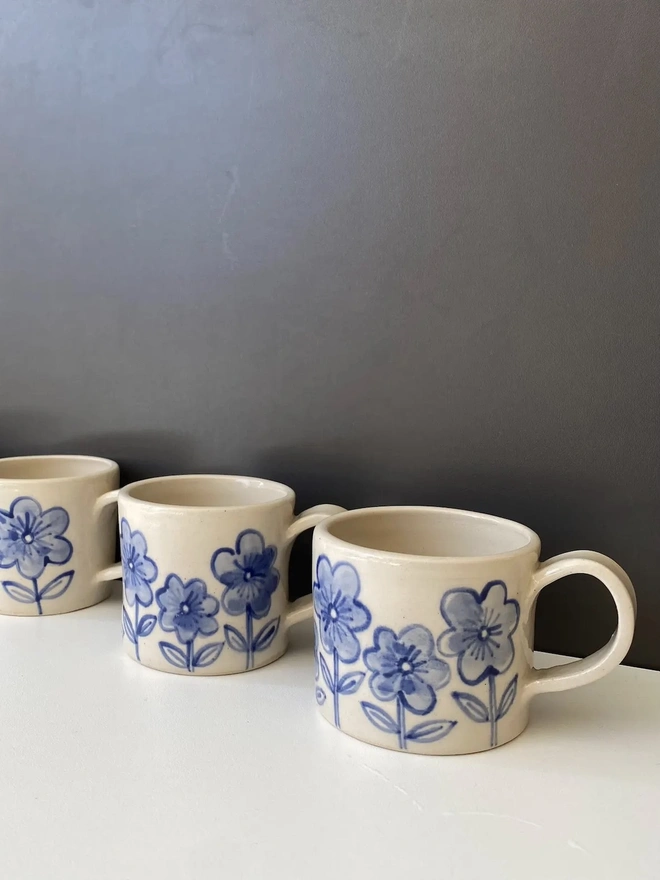 Handmade Blue Delft Flower Espresso Mug