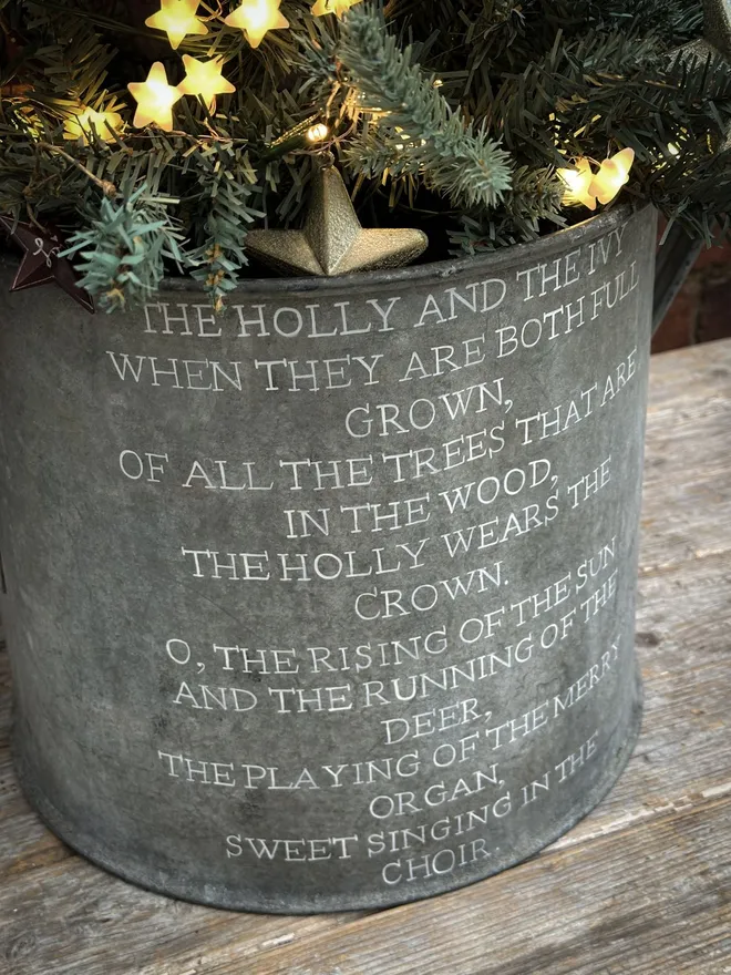 'The Holly & The Ivy' Hand Painted Christmas Tree Tub