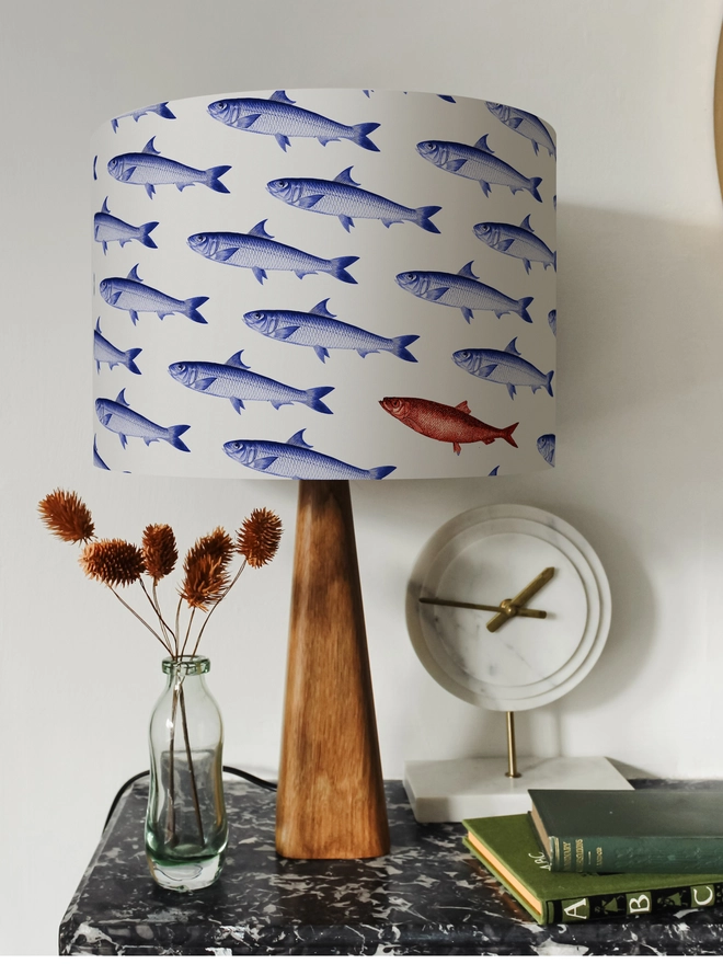 Red Herring and sardine  lampshade by Mountain & Molehill