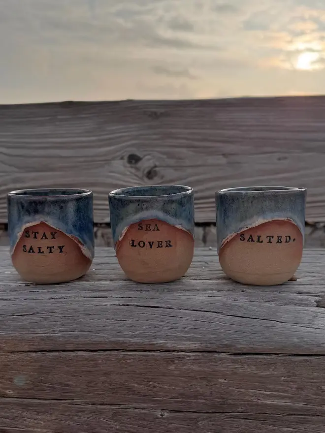 Hand Built Coastal Style Ceramic Tumbler