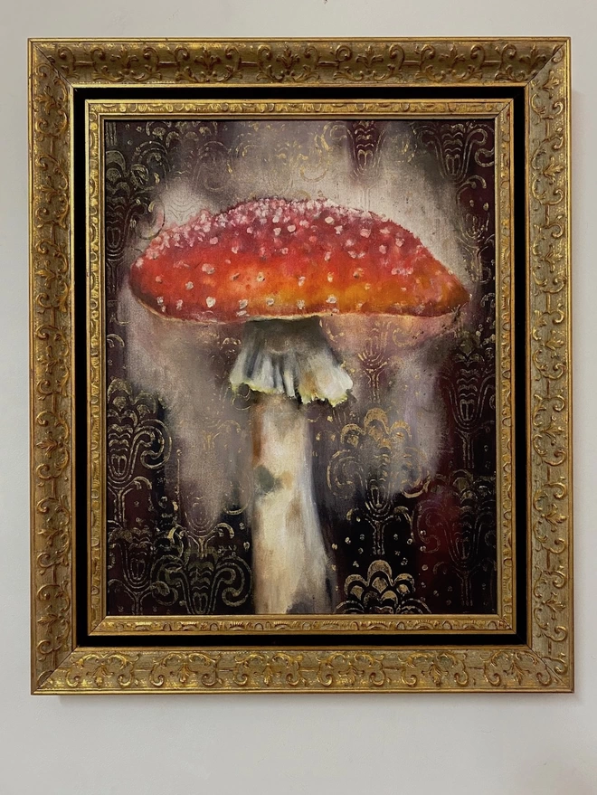 fly agaric mushroom painting framed 
