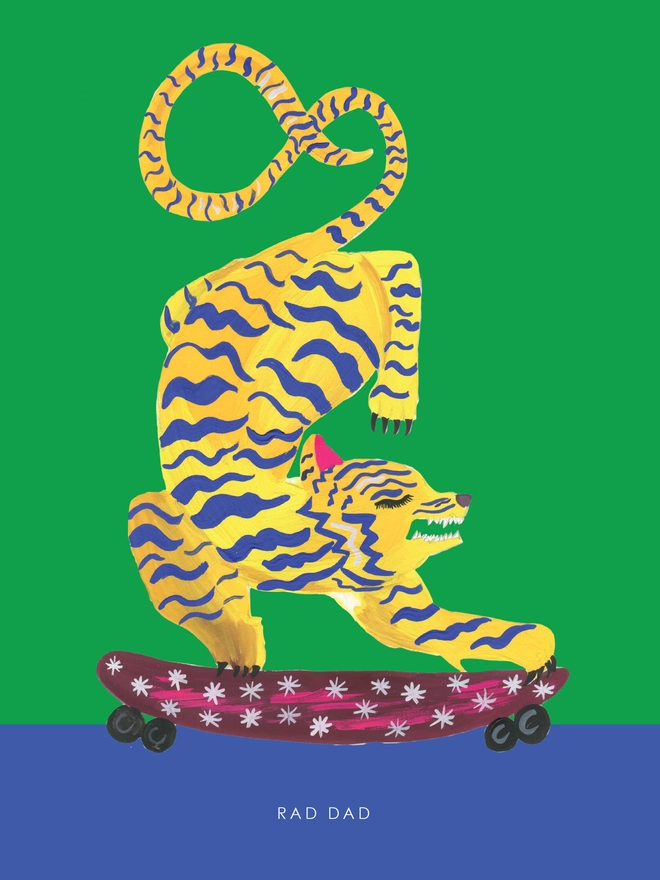 tiger on skateboard rads dad card