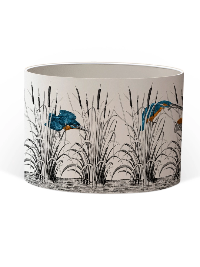Mountain & Molehill - Kingfishers in bulrushes lampshade
