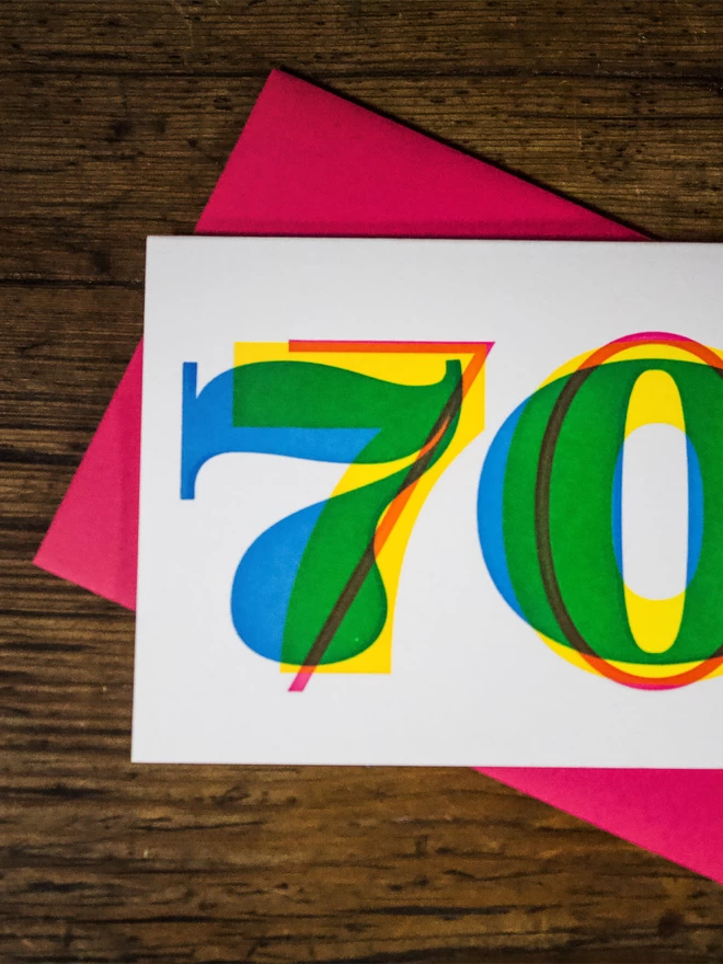 70th Birthday Typographic Letterpress Card