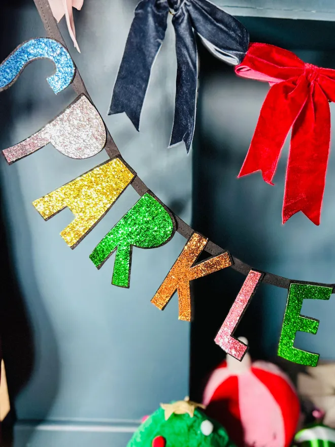 Glitter sign glitter bunting Christmas bunting merry Christmas Christmas garland glitter garland fire place garland