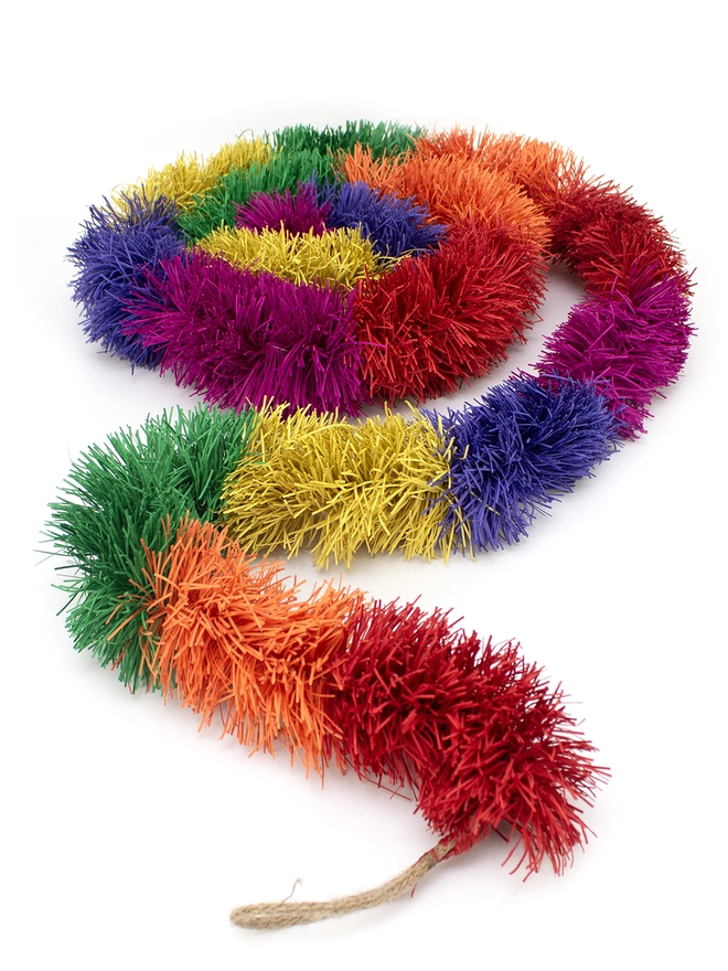 Handmade paper tinsel rainbow garland