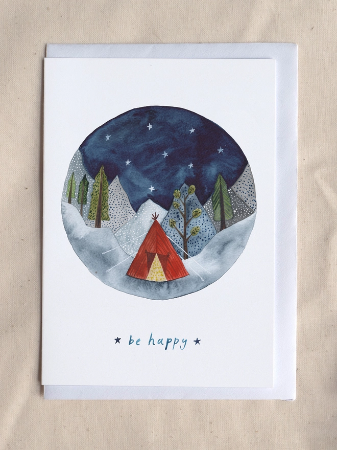  Be Happy – Adventure Camping Greetings Card