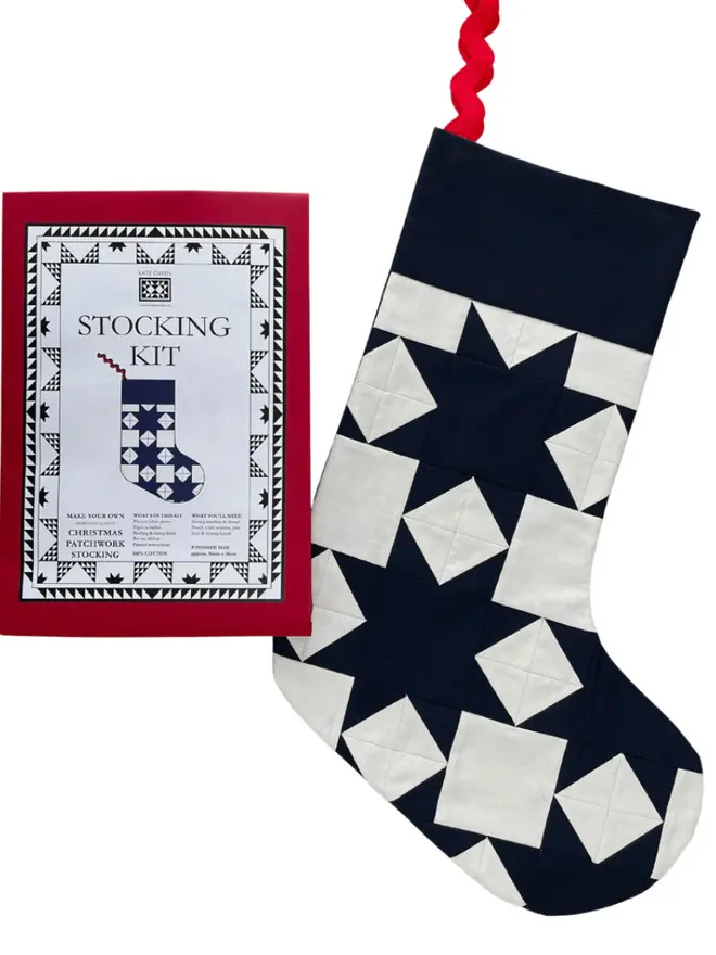 Astrid Patchwork Stocking Kit, against a white background. 