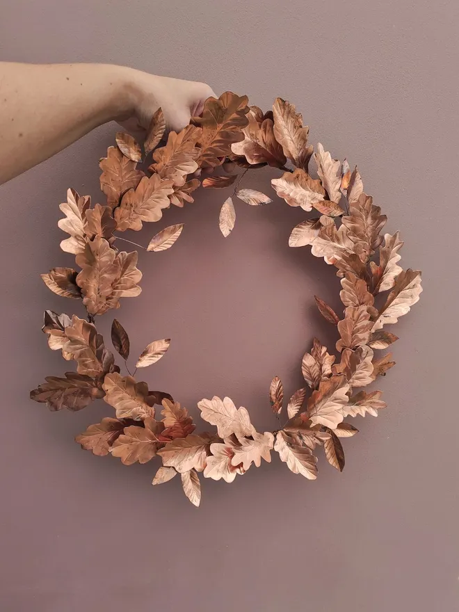 Copper Irish Oak Leaves Wreath