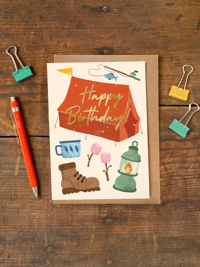 camping birthday card