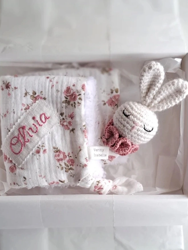 Personalised Pink Bunny Snuggle Comforter