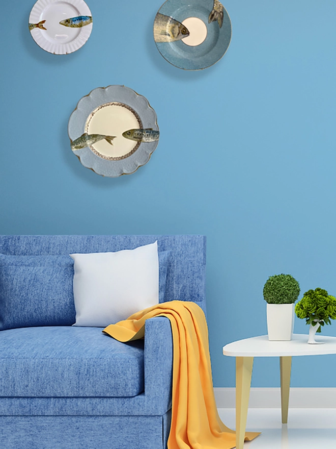 fish plates on wall