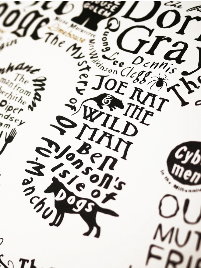 Literary London detail shot of the black and gold version