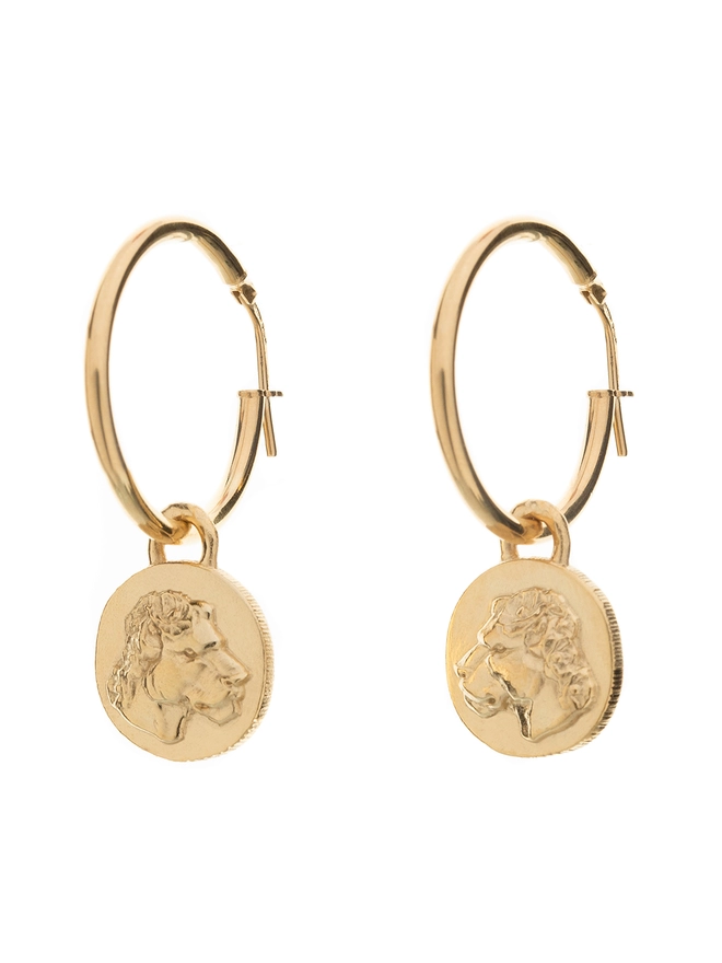 Hoop Lioness Coin Earrings gold
