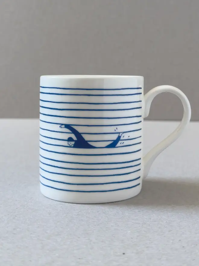 white blue stripe swimmer mug