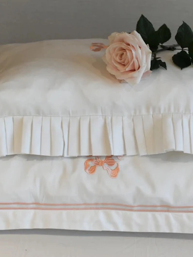 Arabella Bow Ruffle Frill Pillow Case