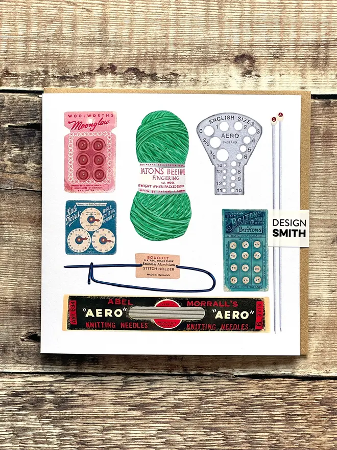 Knitting Blank Greetings Card