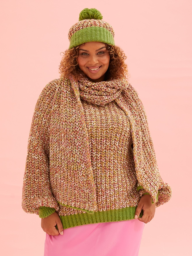 Lolly Twist Beanie Bobble Hat - Olive - Main 2