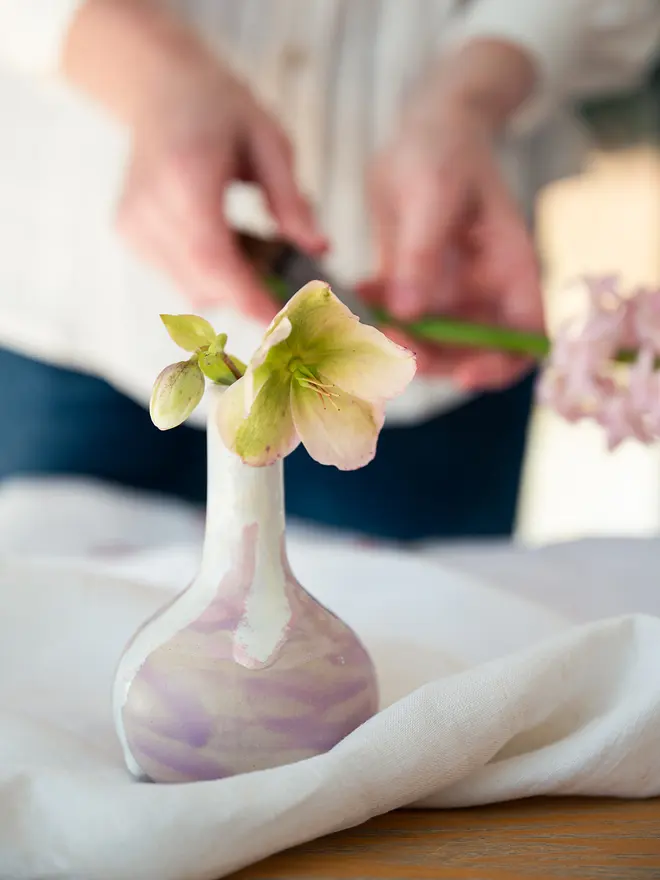 small ceramic bud vase, Jenny hopps pottery