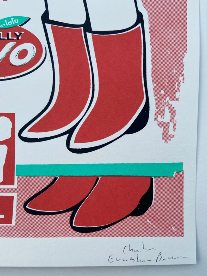 Amazing Pocket Coat Print. A close up of the bottom right corner of the print which bears the signature of the artist.