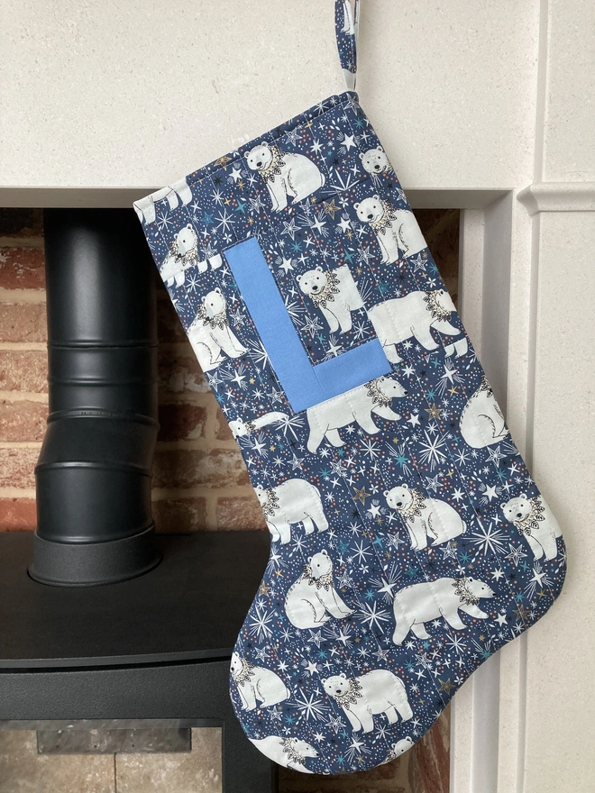 Cooper and Fred Personalised Christmas Stocking in Polar Bear Print