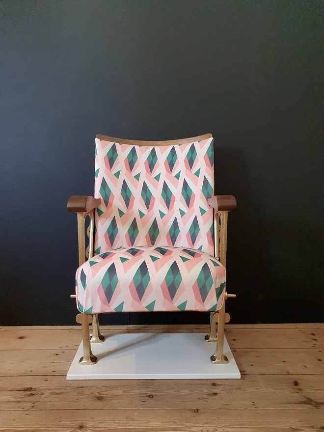 vintage pink melon velvet cinema seat