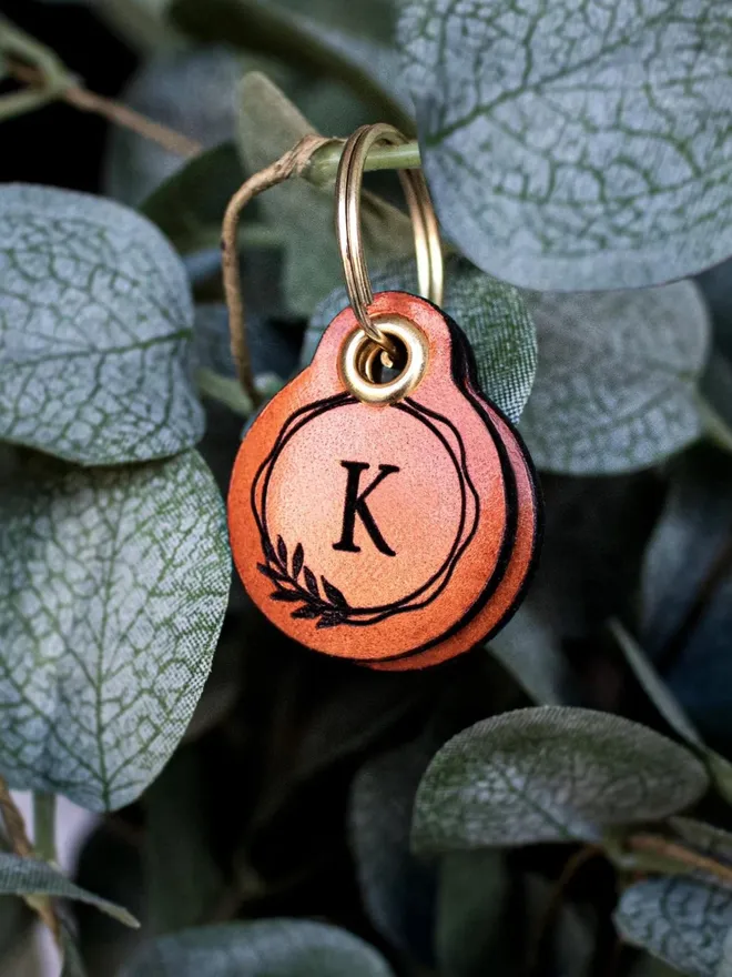 Miniature Personalised Initial Leather Pet ID Tag