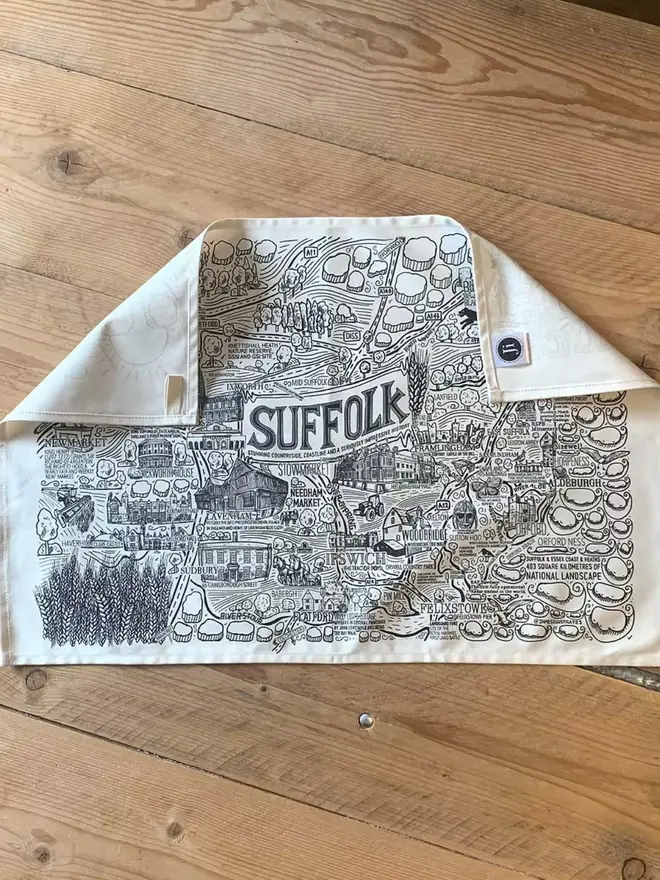 Suffolk Print Tea Towel Corners Folded