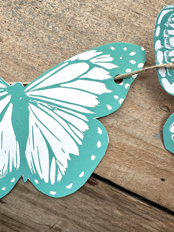 'Flutter' Butterfly Linocut Garland Hand Printed Bunting