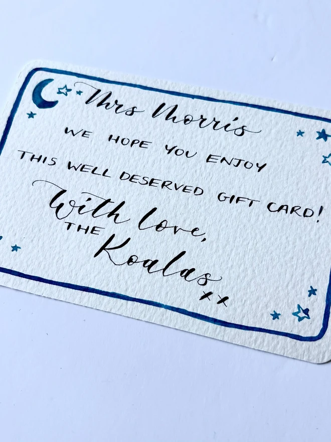 Personalised Hand painted Watercolour Gift Voucher