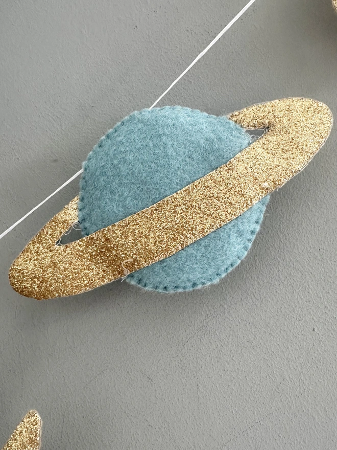 Planet And Stars themed garland hanging in a child’s bedroom, nursery decoration, baby gift