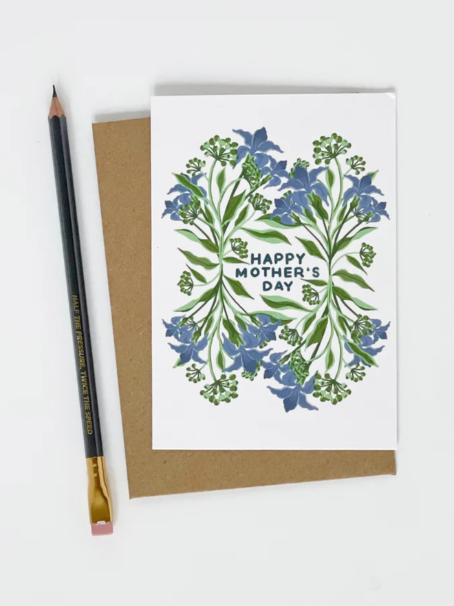 blue iris mothers' day card