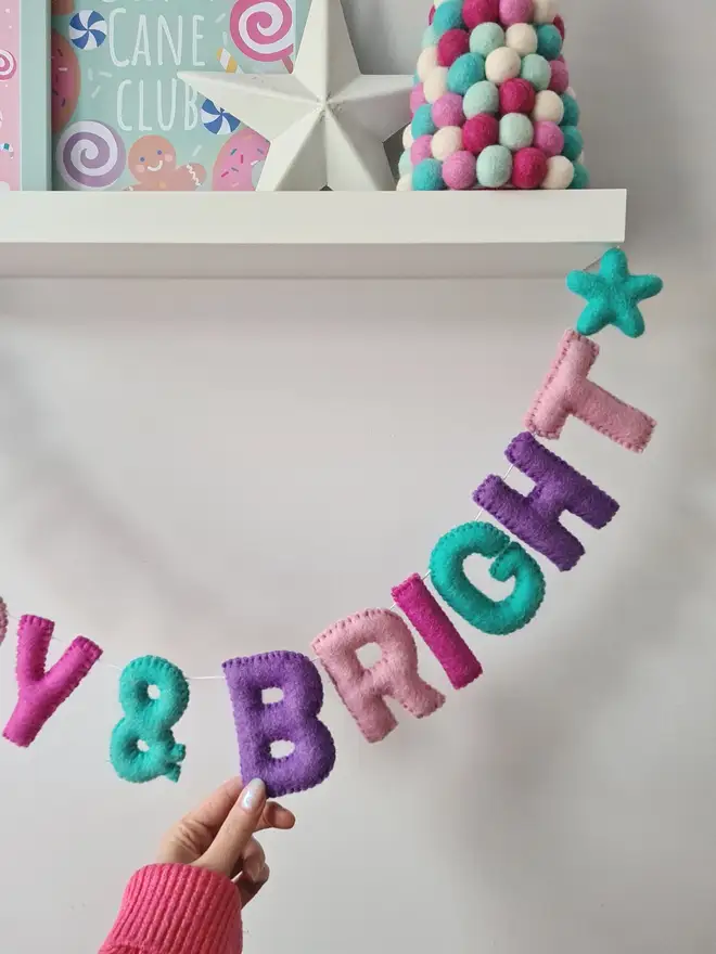 'Merry and Bright' Felt Christmas Banner