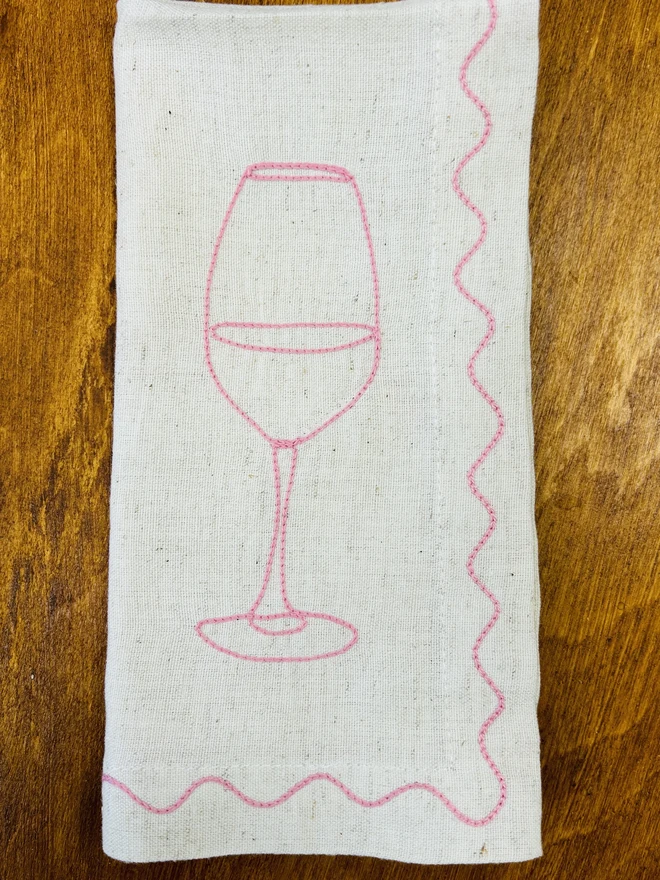 Embroidered Couple's Cocktail Napkins (Set Of 2) Rose Wine