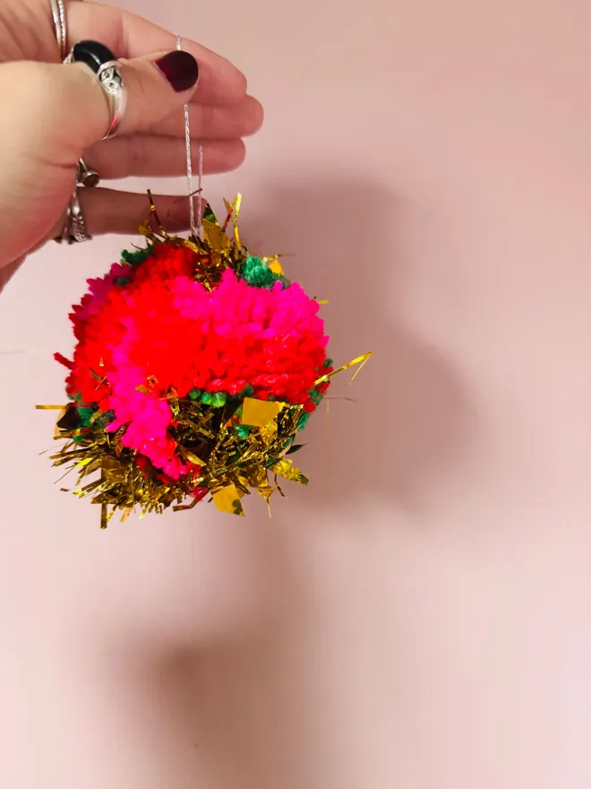Christmas bauble Pom Pom bauble tinsel Pom Pom tinsel bauble disco Pom Pom bauble Christmas bright Pom Pom 