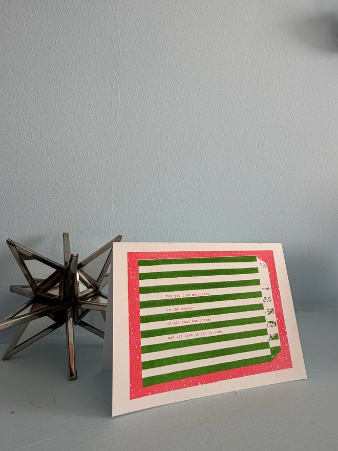green and red risograph christmas art cards 